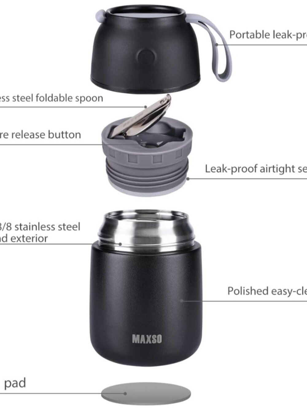 Insulated Thermo Food Jar for Hot & Cold Food for Kids Adult, 17&24 oz Soup Ther - Picture 3 of 6